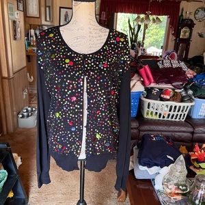 Vintage Sequin Button-Front Cardigan very colorful and fun.